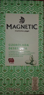 Czekolada deserowa z nadzieniem o smaku pistacjowym z kawałkami migdałów i orzechów pistacjowych